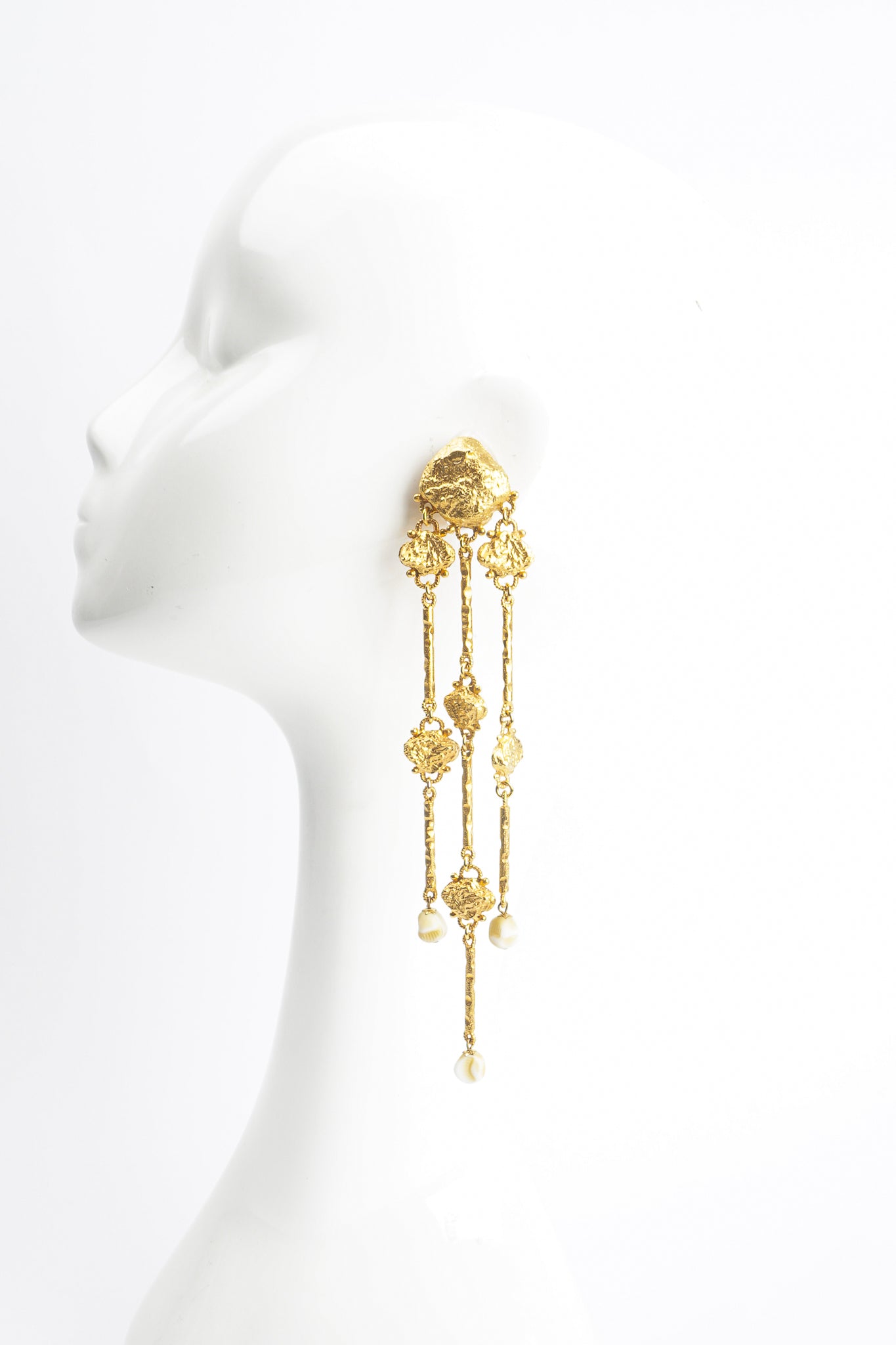 Vintage Yosca XL Gold Nugget Drop Earrings on Mannequin at Recess Los Angeles