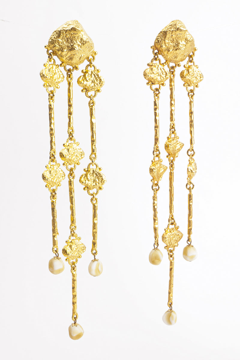 Vintage Yosca XL Gold Nugget Drop Earrings Recess Los Angeles