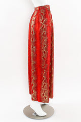 Vintage Yves Saint Laurent Metallic Snake Print Silk Pant mannequin side @ Recess LA