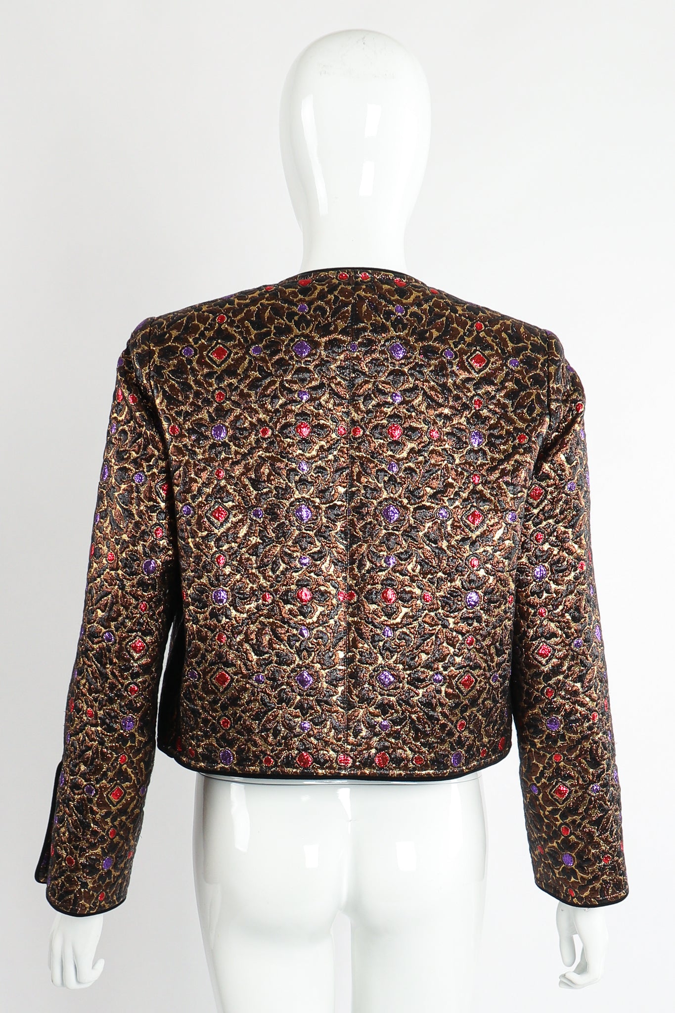 Vintage Yves Saint Laurent YSL Brocade Crop Jacket on Mannequin back at Recess Los Angeles