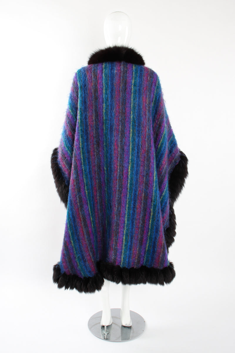 Vintage YSL Yves Saint Laurent Striped Fur Poncho Cape on Mannequin back at Recess LA