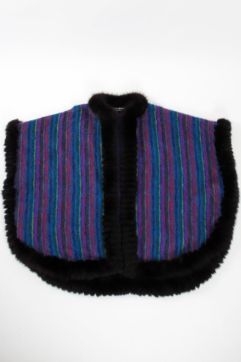 Vintage YSL Yves Saint Laurent Striped Fur Poncho Cape flat at Recess Los Angeles