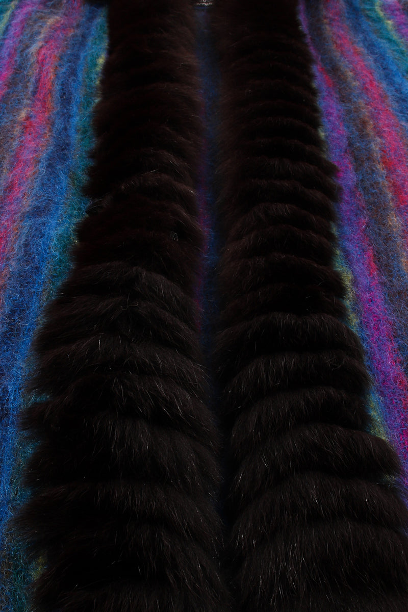 Vintage YSL Yves Saint Laurent Striped Fur Poncho Cape fur detail at Recess Los Angeles