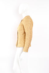 Vintage Yves Saint Laurent YSL Golden Brocade Jacket on Mannequin side at Recess Los Angeles