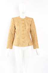 Vintage Yves Saint Laurent YSL Golden Brocade Jacket on Mannequin front at Recess Los Angeles