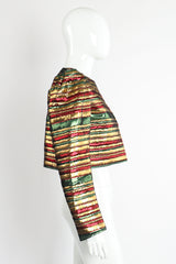 Vintage Yves Saint Laurent Silk Stripe Bolero Jacket on Mannequin Side at Recess Los Angeles