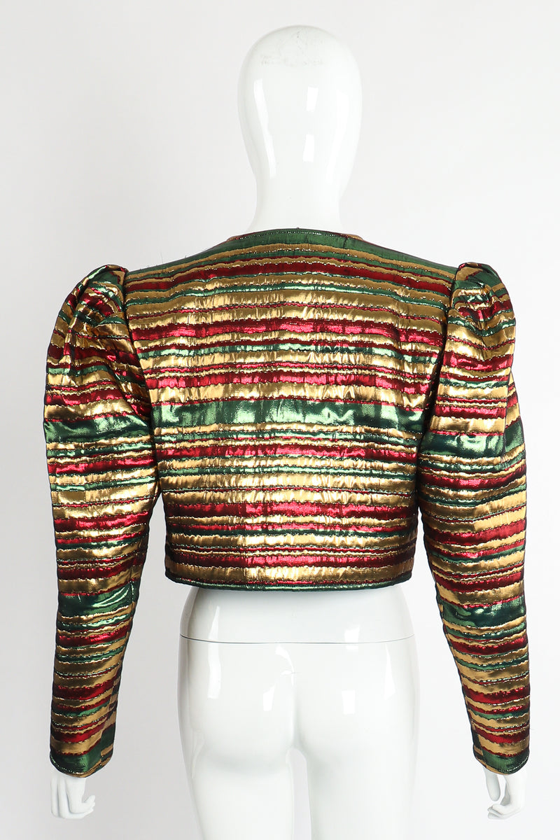 Vintage Yves Saint Laurent Silk Stripe Bolero Jacket on Mannequin Back at Recess Los Angeles