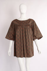 Vintage Yves Saint Laurent YSL Olive Moroccan Tile Print Tunic on Mannequin front at Recess LA