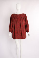 Vintage Yves Saint Laurent YSL Crimson Cotton Tile Print Tunic on Mannequin front at Recess LA