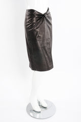 Vintage YSL Yves Saint Laurent Leather Twist Skirt on Mannequin side at Recess Los Angeles