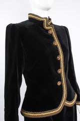 Vintage YSL Yves Saint Laurent Velvet Jacket & Skirt Set Russian on mannequin crop at Recess LA