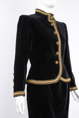 Vintage YSL Yves Saint Laurent Velvet Jacket & Skirt Set Russian on mannequin crop at Recess LA