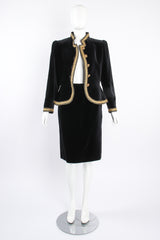 Vintage YSL Yves Saint Laurent Velvet Jacket & Skirt Set Russian on mannequin front at Recess LA