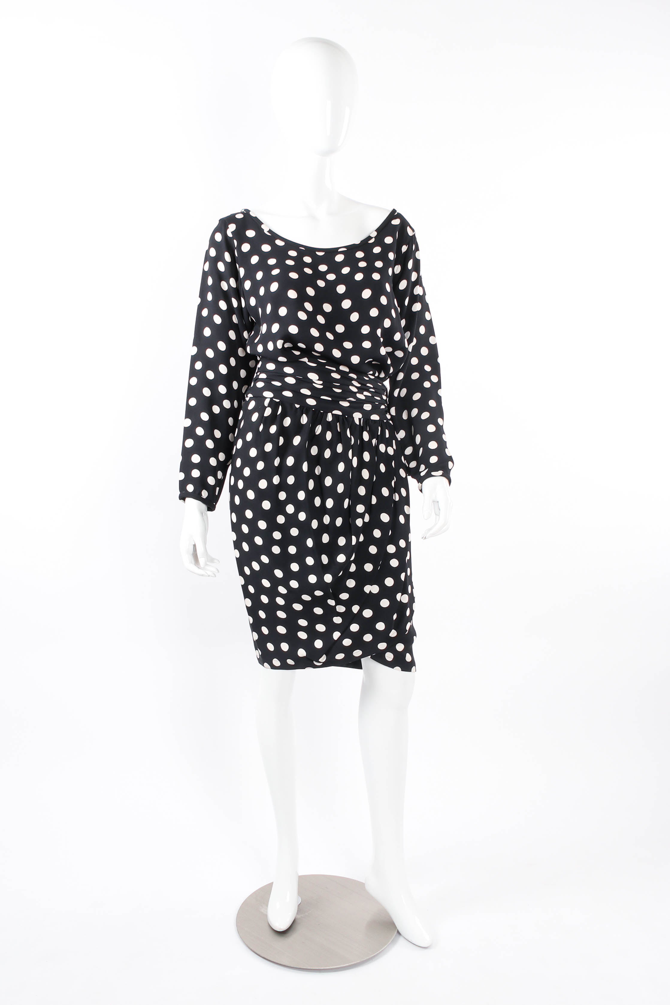 Vintage 1981 S/S YSL Polka Dot Shift Set mannequin front @ Recess LA