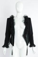 Vintage Yves Saint Laurent YSL Tulle Ruffle Collar Jacket on Mannequin Open at Recess LA