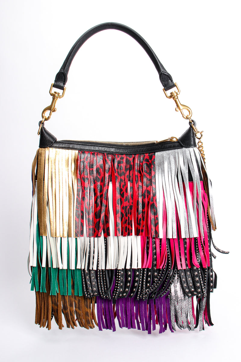 Vintage YSL Yves Saint Laurent Small Emmanuelle Mix Fringe Crossbody Bag front at Recess LA