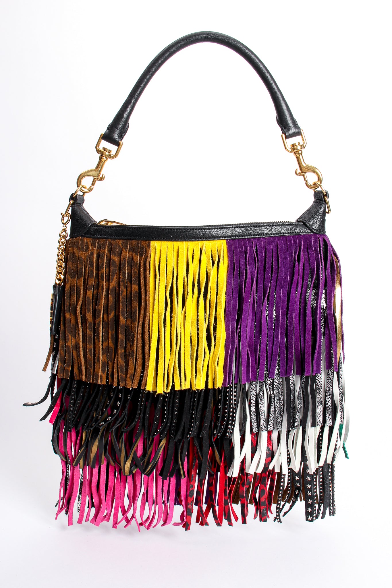 Vintage YSL Yves Saint Laurent Small Emmanuelle Mix Fringe Crossbody Bag back at Recess LA