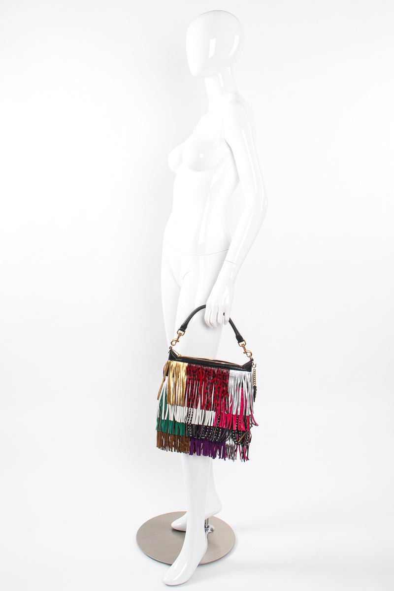 Vintage YSL Yves Saint Laurent Small Emmanuelle Mix Fringe Crossbody Bag on Mannequin @ Recess LA