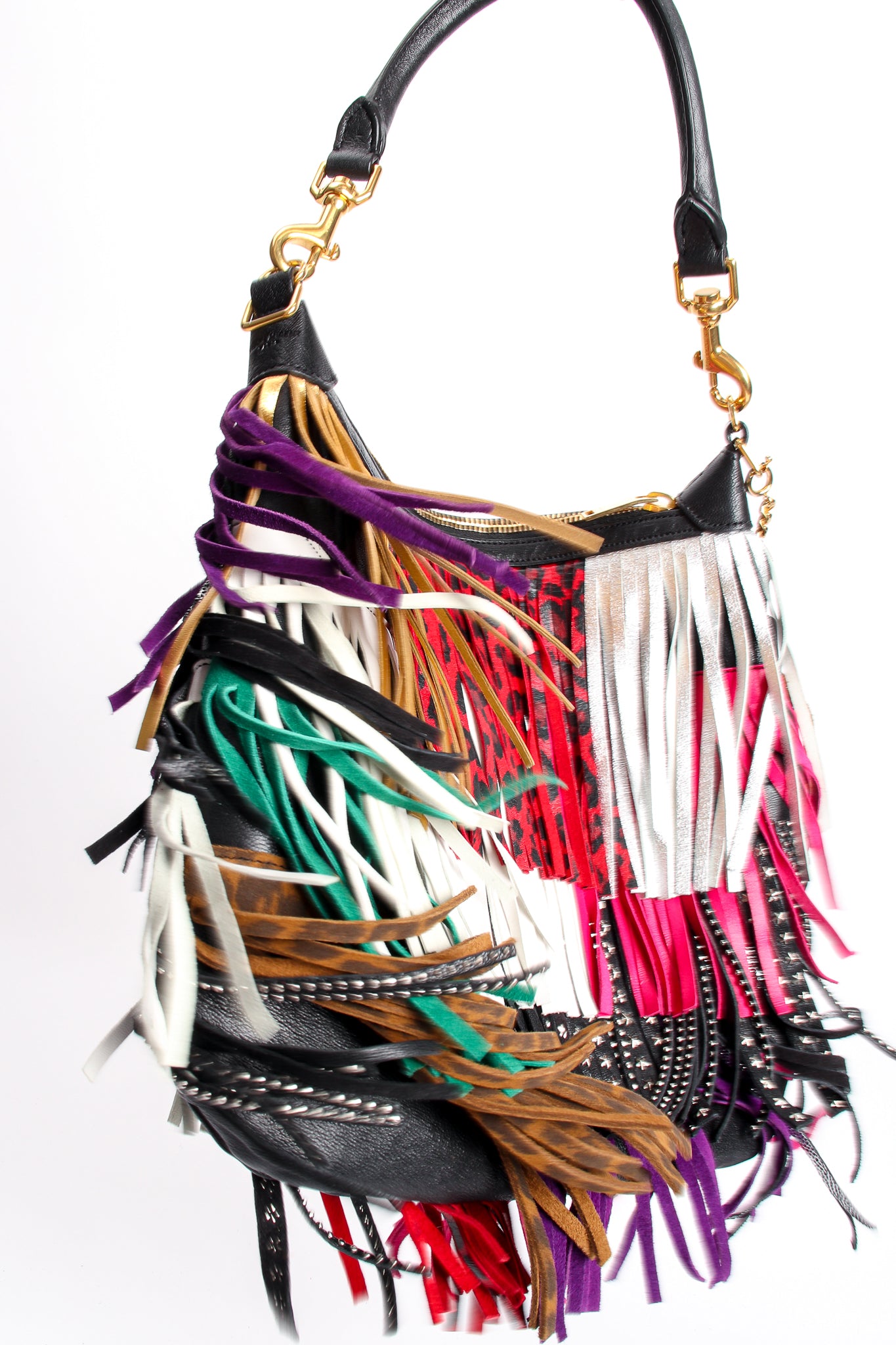 Vintage YSL Yves Saint Laurent Small Emmanuelle Mix Fringe Crossbody Bag blow at Recess LA