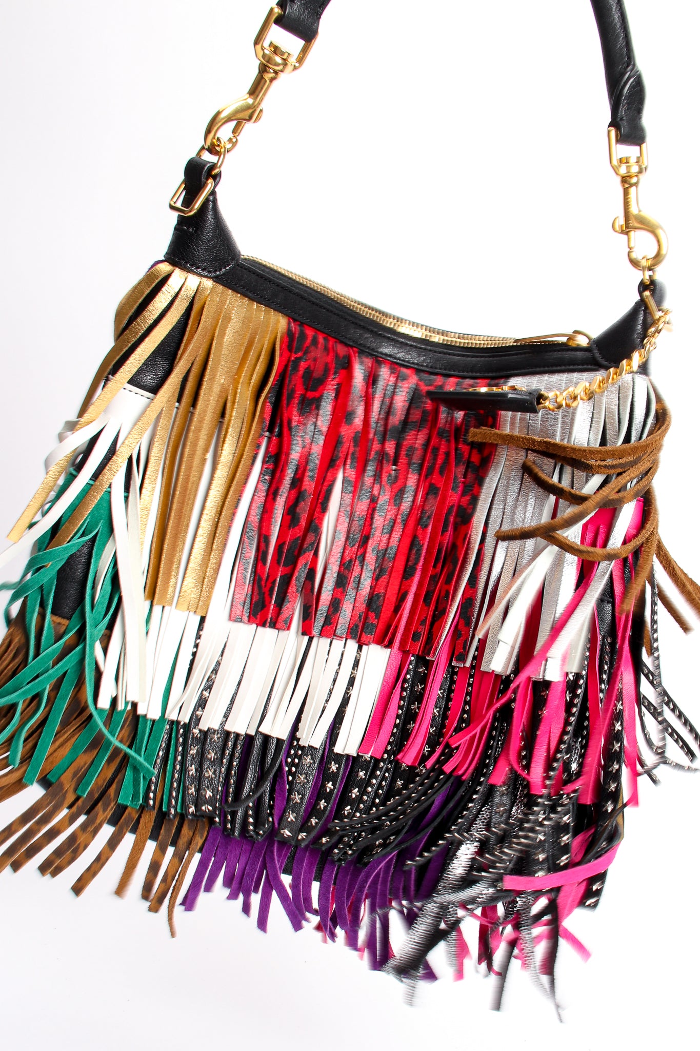 Vintage YSL Yves Saint Laurent Small Emmanuelle Mix Fringe Crossbody Bag blow at Recess LA