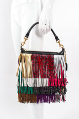 Vintage YSL Yves Saint Laurent Small Emmanuelle Mix Fringe Crossbody Bag on Mannequin @ Recess LA