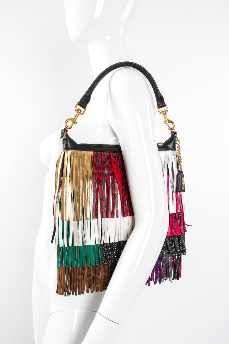 Vintage YSL Yves Saint Laurent Small Emmanuelle Mix Fringe Crossbody Bag on Mannequin @ Recess LA