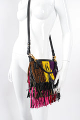 Vintage YSL Yves Saint Laurent Small Emmanuelle Mix Fringe Crossbody Bag on Mannequin @ Recess LA