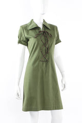 Vintage Yves Saint Laurent Safari Lace Up Dress mannequin front @ Recess LA