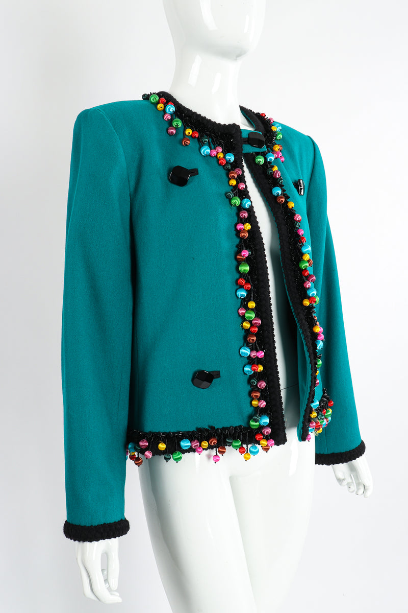 Vintage Yves Saint Laurent YSL Boxy Bon Bon Ornament Jacket on Mannequin angle at Recess LA