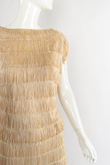 Vintage Zolot Wedding Bridal Ecru Fringed Top & Pant Set on Mannequin front crop at Recess LA