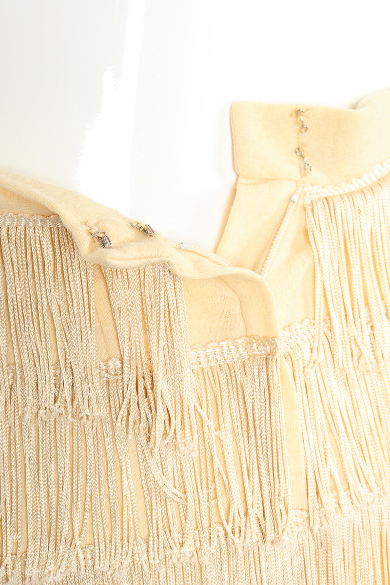 Vintage Zolot Wedding Bridal Ecru Fringed Pant Set zipper detail at Recess LA