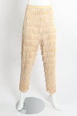 Vintage Zolot Wedding Bridal Ecru Fringed Pant Set on Mannequin front at Recess LA