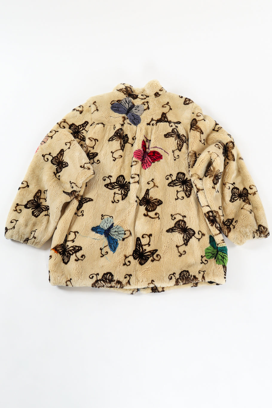 Vintage Zuki Sheared Beaver Butterfly Jacket back flat lay  @ Recess LA