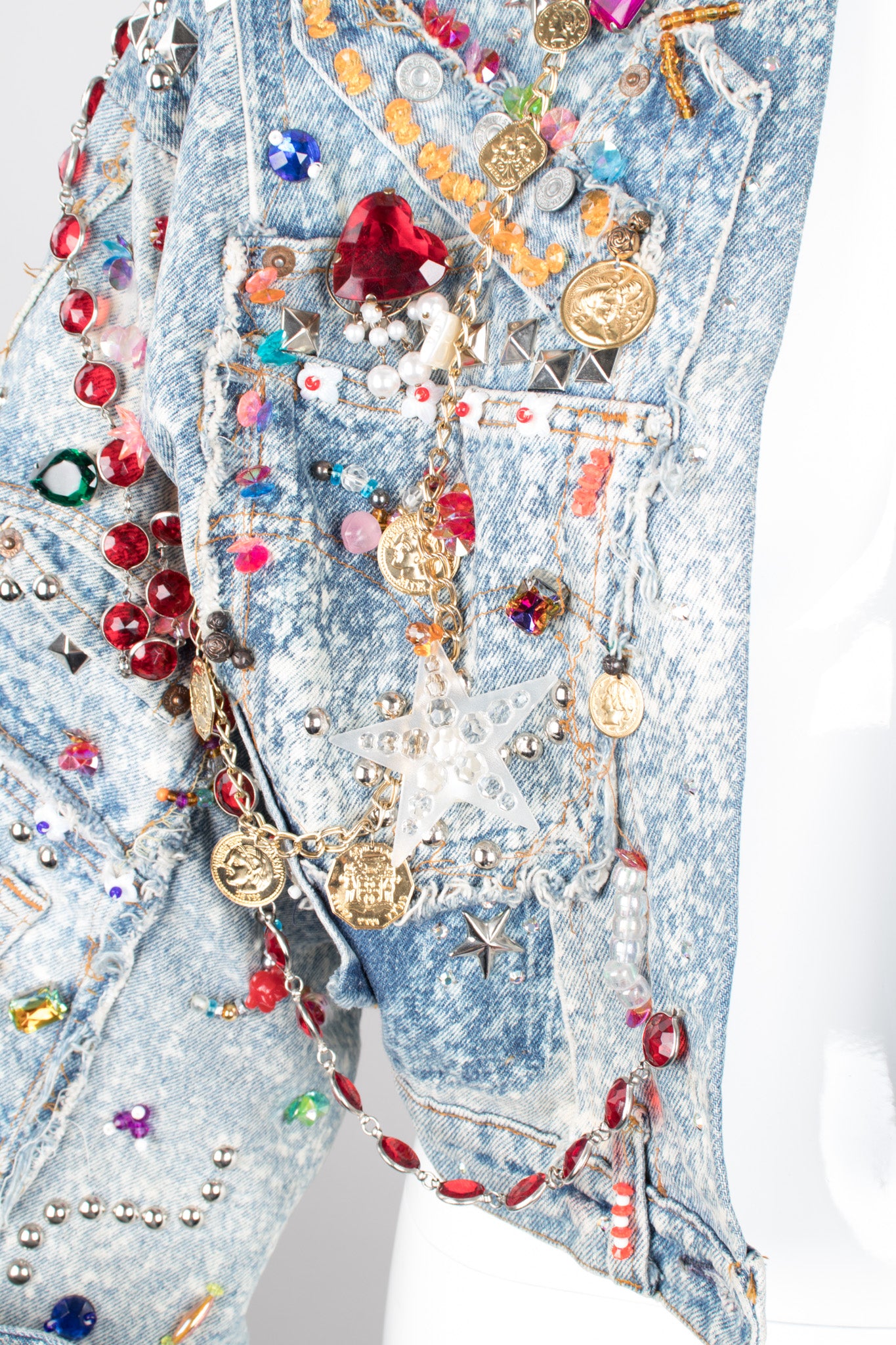 Tony Alamo Rare Embellished Jeweled Crop Denim Jacket