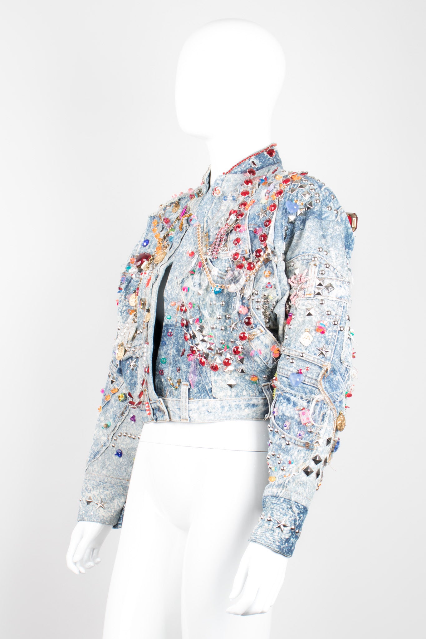 Tony Alamo Rare Embellished Jeweled Crop Denim Jacket