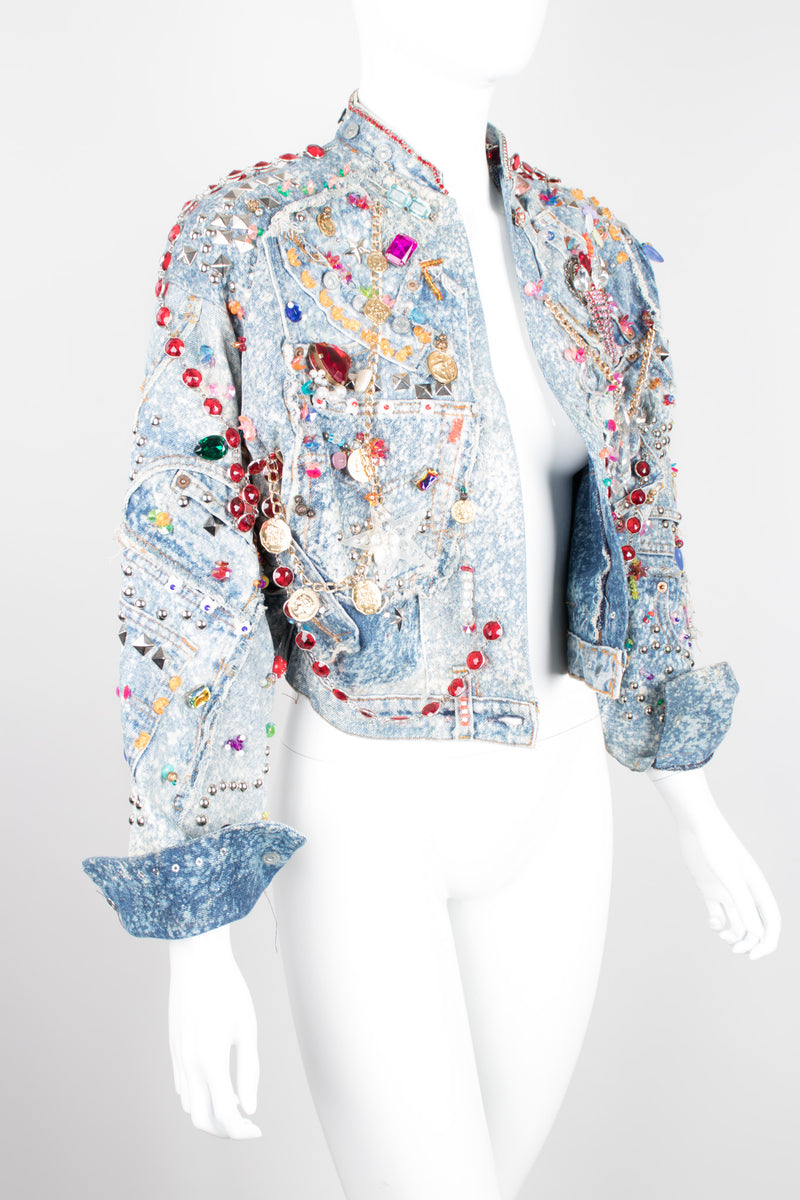 Tony Alamo Rare Embellished Jeweled Crop Denim Jacket