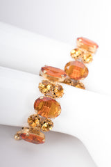 Vintage 60s Amber Crystal Jeweled Bracelet