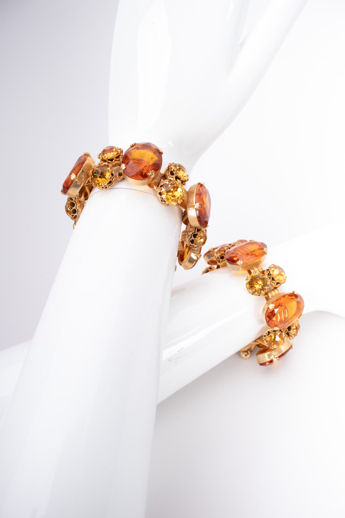 Vintage 60s Amber Crystal Jeweled Bracelet