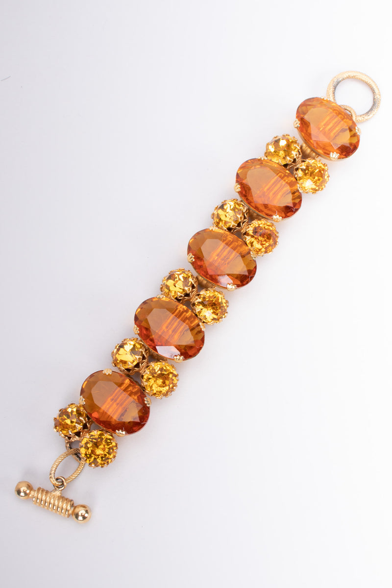 Vintage 60s Amber Crystal Jeweled Bracelet