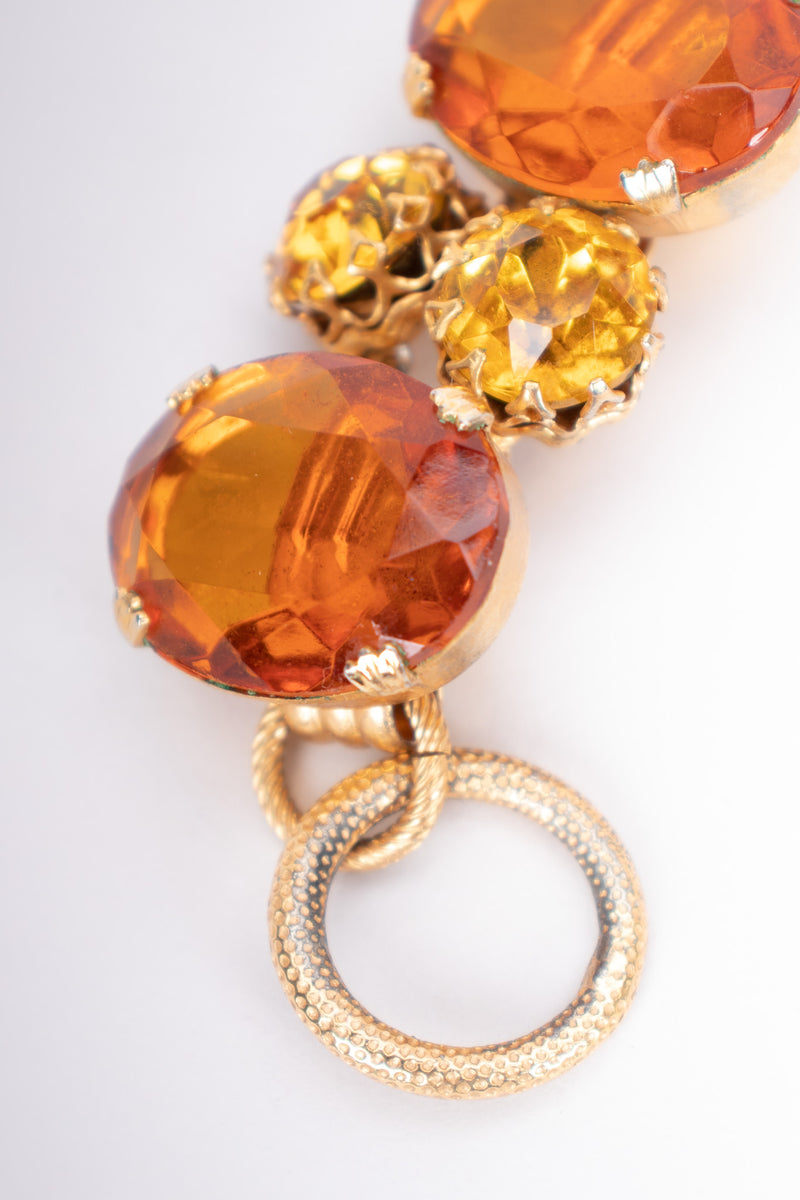 Vintage 60s Amber Crystal Jeweled Bracelet