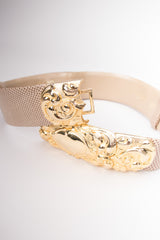 Judith Leiber Scrolled Statement Baroque Buckle Lizard Belt