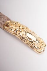 Judith Leiber Scrolled Statement Baroque Buckle Lizard Belt