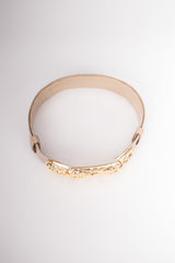 Judith Leiber Scrolled Statement Baroque Buckle Lizard Belt