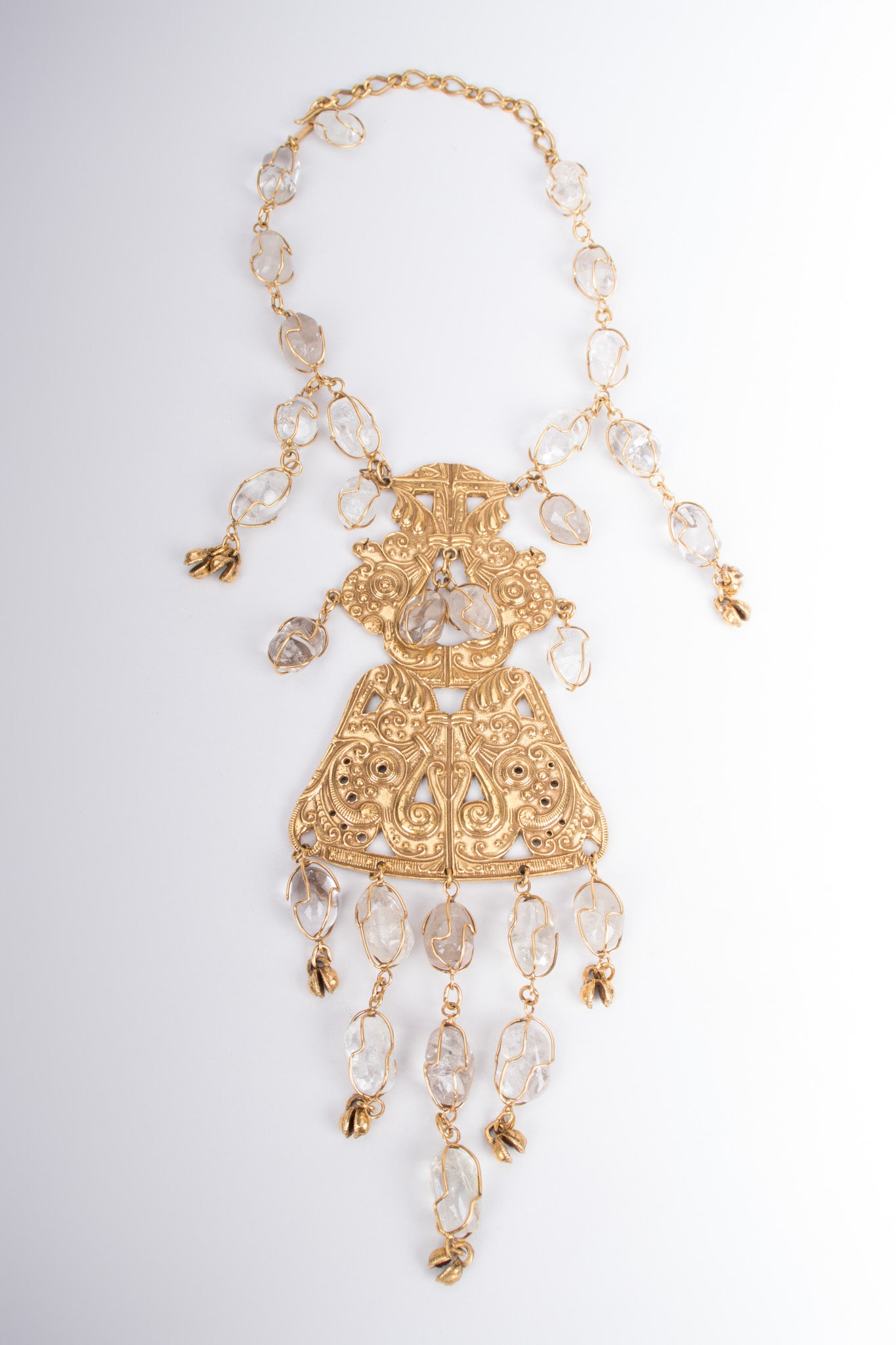 Accessocraft Byzantine Quartz Drop Plate Necklace