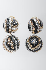 James Arpad Tiger Eye Rhinestone Crystal Pave Ball Earrings