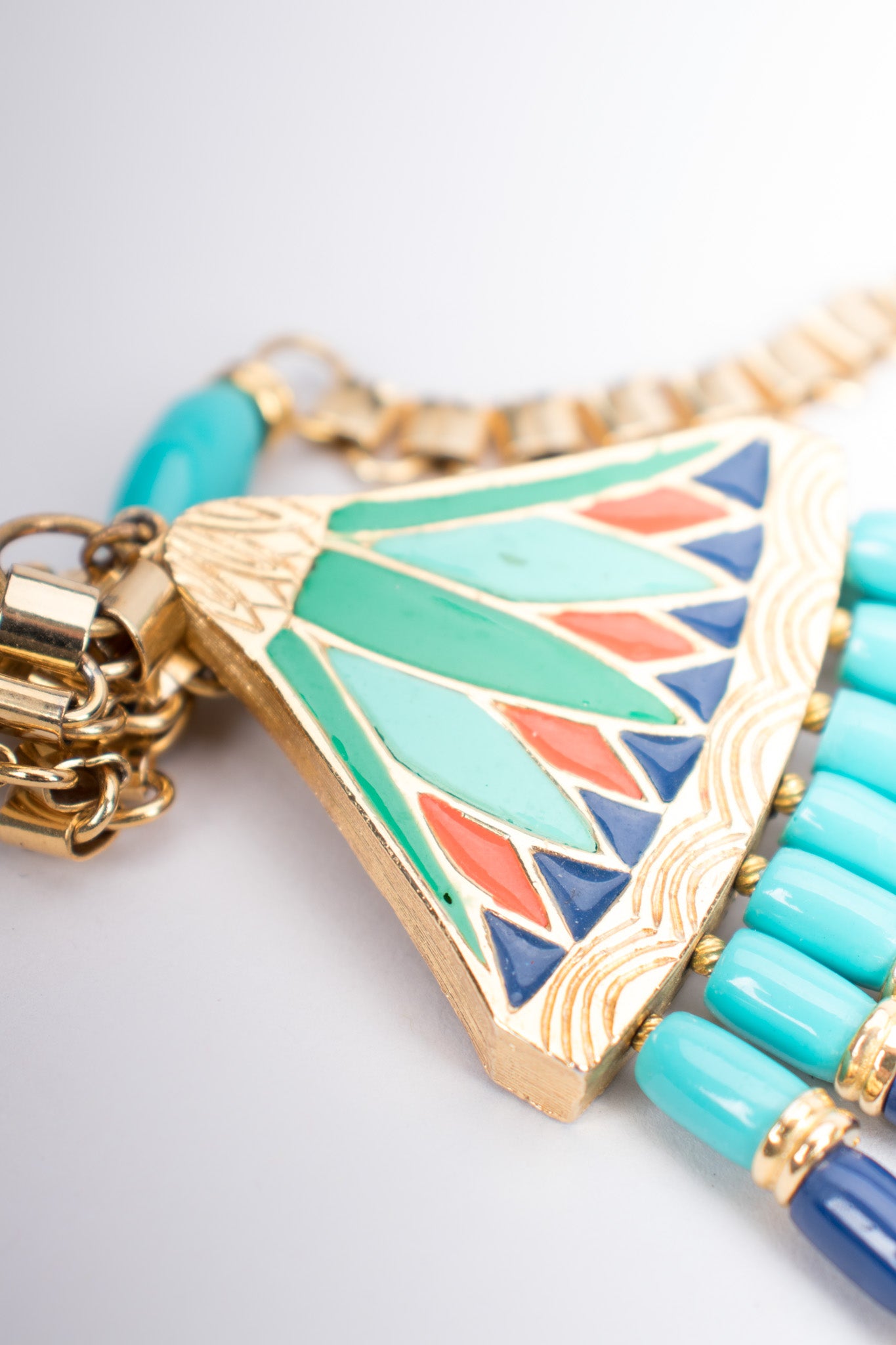 Hattie Carnegie Egyptian Bead Fringe Pendant Necklace