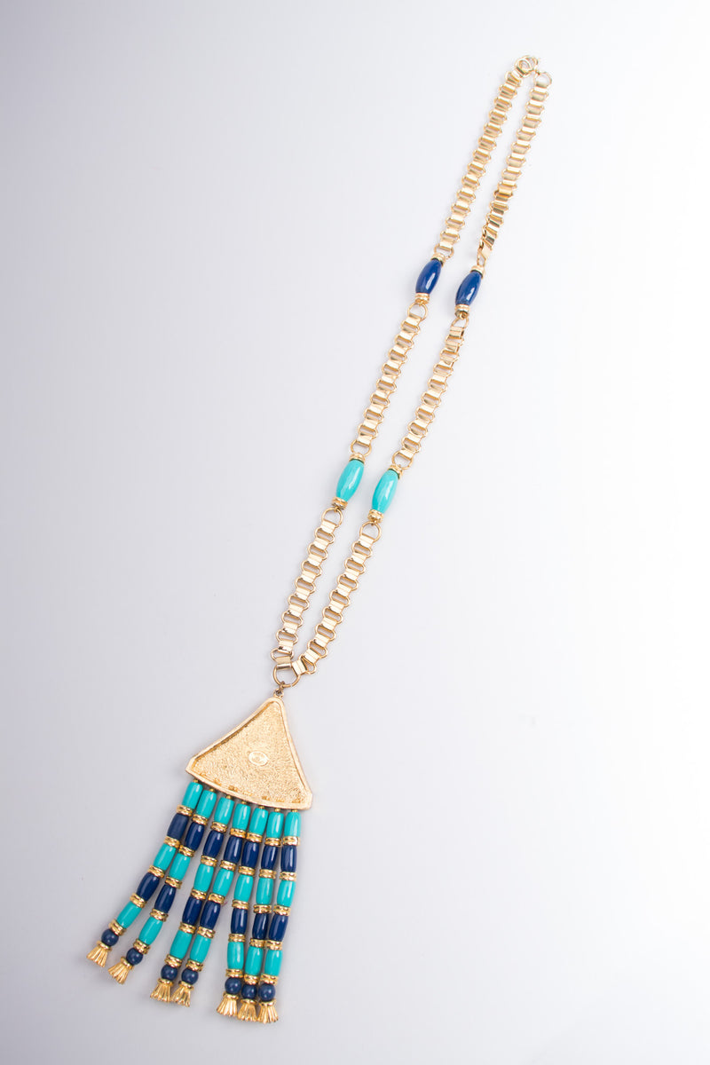 Hattie Carnegie Egyptian Bead Fringe Pendant Necklace