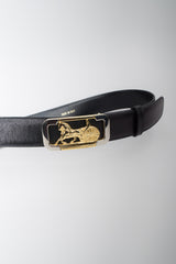 Celine Leather Horse Carriage Buckle Belt