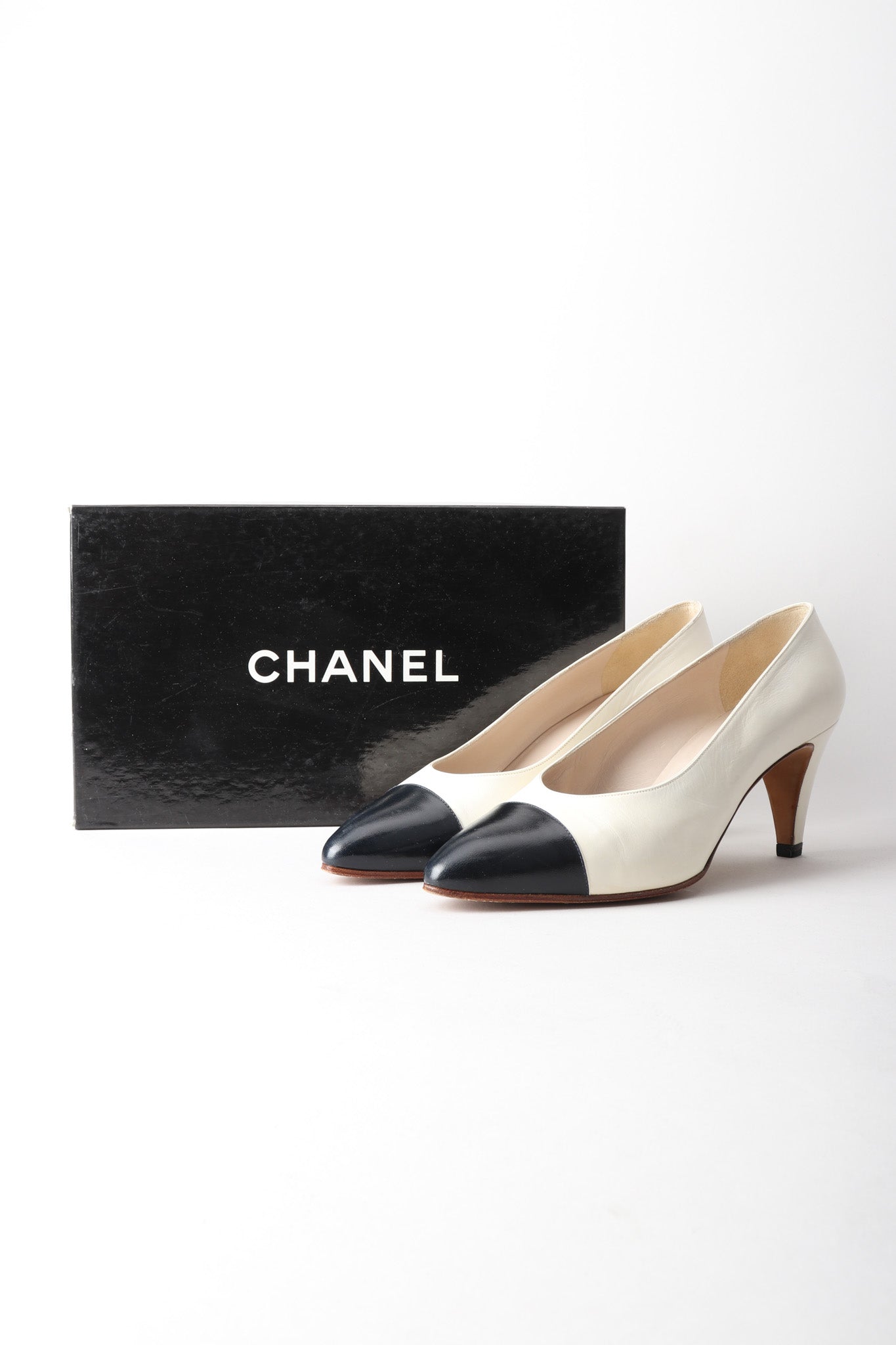 Chanel Classic Low Cap Toe Pumps