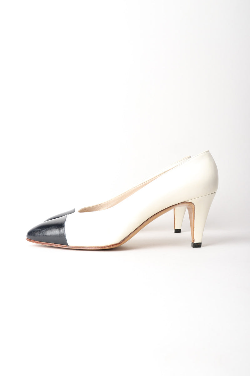 Chanel Classic Low Cap Toe Pumps